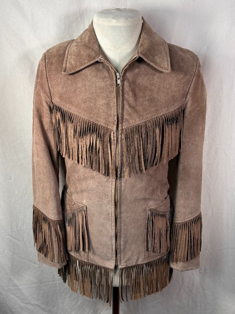 Vintage Frye Apparel Suede Fringe Western Jacket Brown Size 38